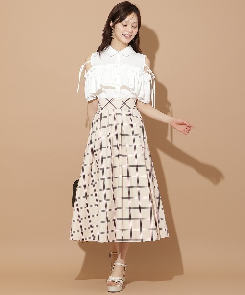 WILLSELECTION(ウィルセレクション)の「チェック柄タックギャザースカート(スカート・レディース・ホワイト/ベージュ・FREE)」の18枚目の写真