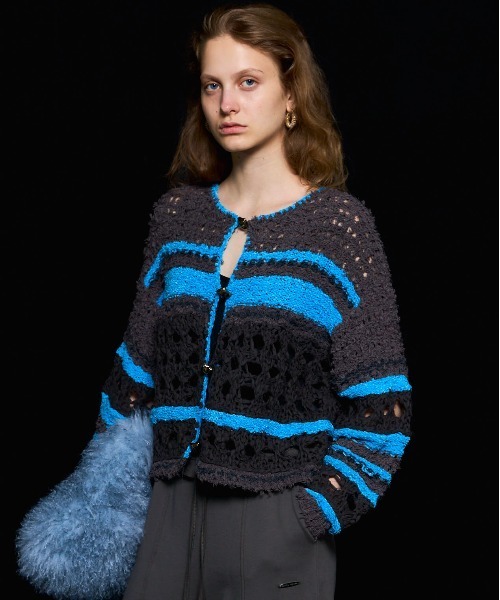 MAISON SPECIAL(メゾンスペシャル)の「Hand-knitted Cardigan/ハンドカーディガン【MAISON SPECIAL/メゾンスペシャル】(カーディガン/ボレロ・レディース・ブラック/ピンク/グレー・FREE)」の2枚目の写真
