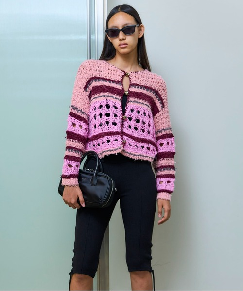 MAISON SPECIAL(メゾンスペシャル)の「Hand-knitted Cardigan/ハンドカーディガン【MAISON SPECIAL/メゾンスペシャル】(カーディガン/ボレロ・レディース・ブラック/ピンク/グレー・FREE)」の6枚目の写真
