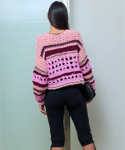 MAISON SPECIAL(メゾンスペシャル)の「Hand-knitted Cardigan/ハンドカーディガン【MAISON SPECIAL/メゾンスペシャル】(カーディガン/ボレロ・レディース・ブラック/ピンク/グレー・FREE)」の8枚目の写真