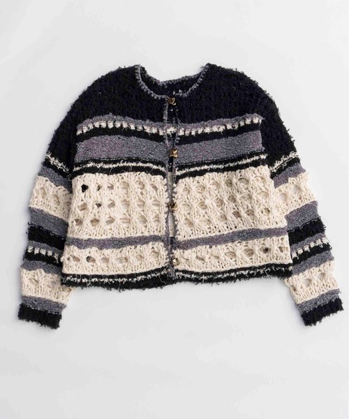 MAISON SPECIAL(メゾンスペシャル)の「Hand-knitted Cardigan/ハンドカーディガン【MAISON SPECIAL/メゾンスペシャル】(カーディガン/ボレロ・レディース・ブラック/ピンク/グレー・FREE)」の10枚目の写真