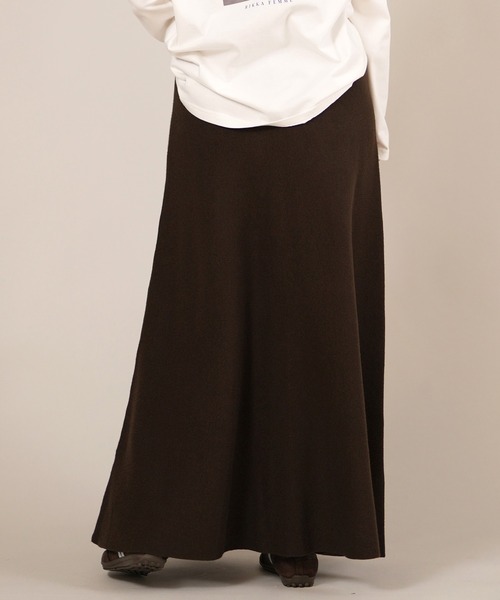 ムラサキスポーツ（ムラサキスポーツ）の「RIKKA FEMME/リッカファム ロングスカート リブニットスカート セットアップ対応 RF25FW15（スカート・レディース・ブラウン/ベージュ/グレー・FREE）」の4枚目の写真