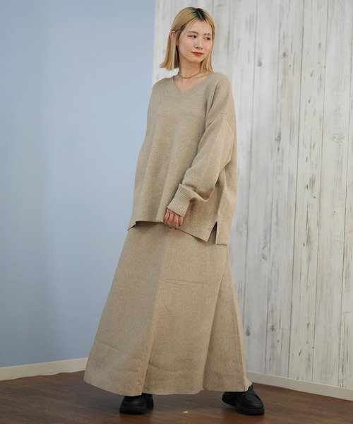 ムラサキスポーツ（ムラサキスポーツ）の「RIKKA FEMME/リッカファム ロングスカート リブニットスカート セットアップ対応 RF25FW15（スカート・レディース・ブラウン/ベージュ/グレー・FREE）」の11枚目の写真