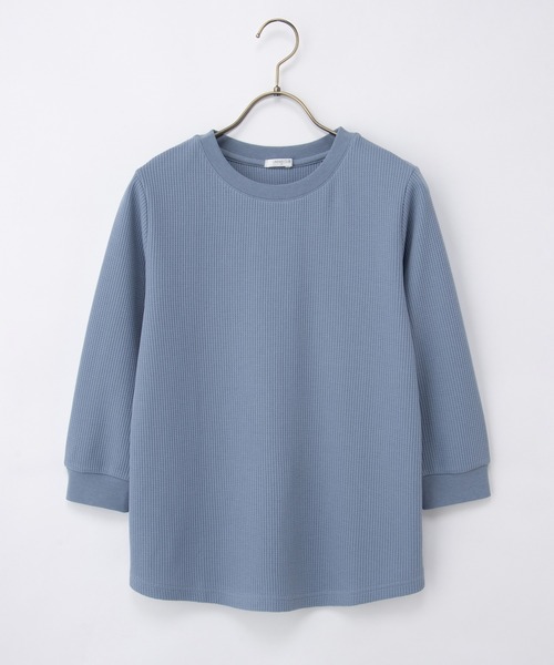 Honeys(ハニーズ)の「【UVカット】7分袖ワッフルクルーT(Tシャツ/カットソー・レディース・グレイッシュブルー/ピンク系その他・L/LL/M/S)」の10枚目の写真