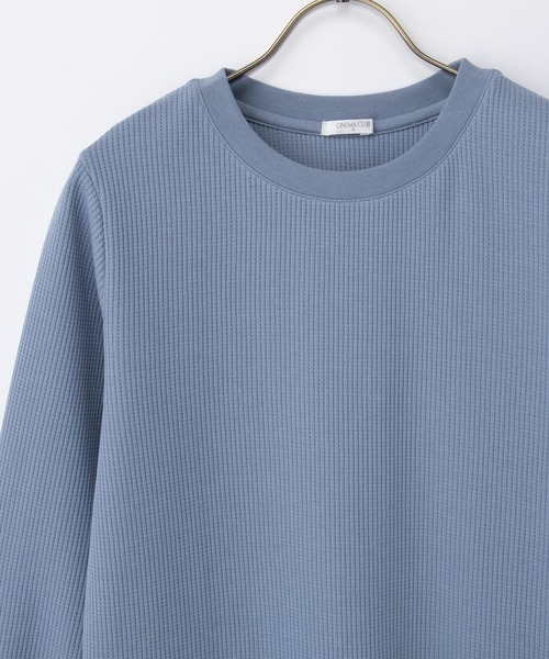 Honeys(ハニーズ)の「【UVカット】7分袖ワッフルクルーT(Tシャツ/カットソー・レディース・グレイッシュブルー/ピンク系その他・L/LL/M/S)」の11枚目の写真