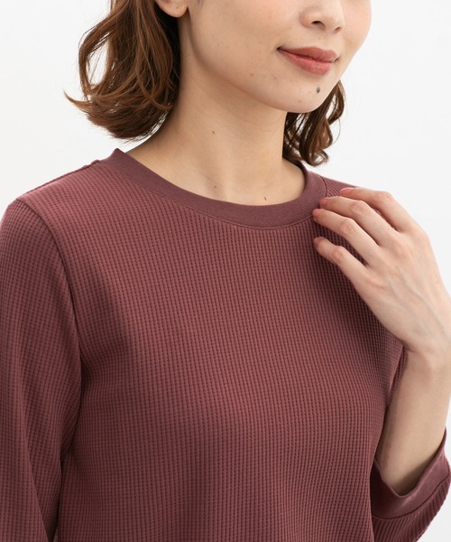 Honeys(ハニーズ)の「【UVカット】7分袖ワッフルクルーT(Tシャツ/カットソー・レディース・グレイッシュブルー/ピンク系その他・L/LL/M/S)」の16枚目の写真