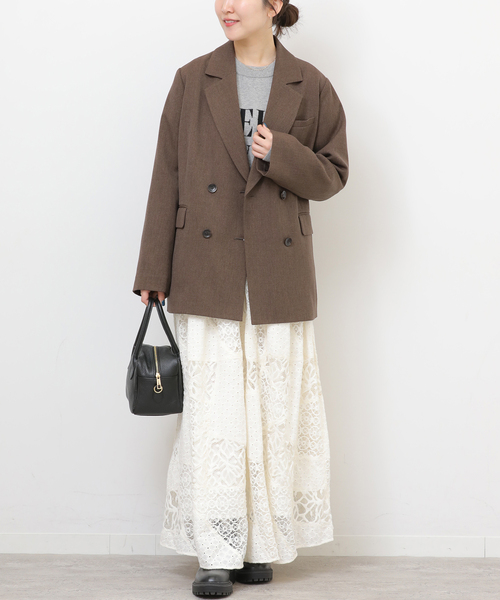 ツイーディーツイルテーラードダブルジャケット 追加》ツイーディーツイルテーラードダブルジャケット（テーラード