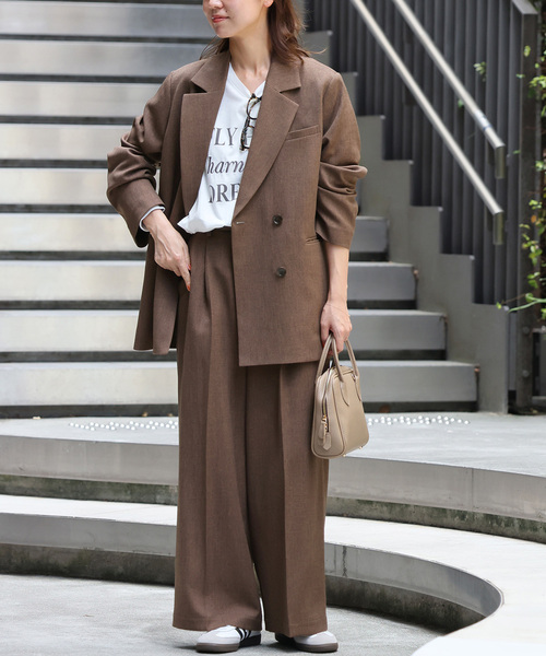 追加》ツイーディーツイルテーラードダブルジャケット（テーラード