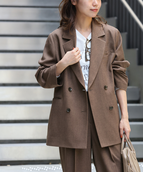 追加》ツイーディーツイルテーラードダブルジャケット（テーラード