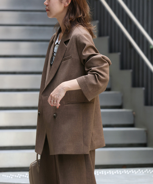 追加》ツイーディーツイルテーラードダブルジャケット（テーラード