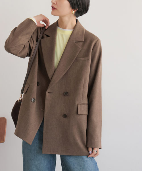 追加》ツイーディーツイルテーラードダブルジャケット（テーラード