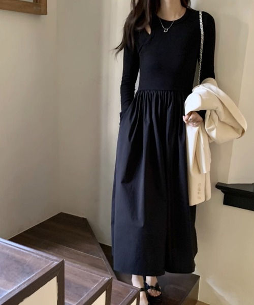 LADY LIKE(レディライク)の「異素材切替え肌見せロングワンピース(ワンピース・レディース・ブラック・M)」の15枚目の写真