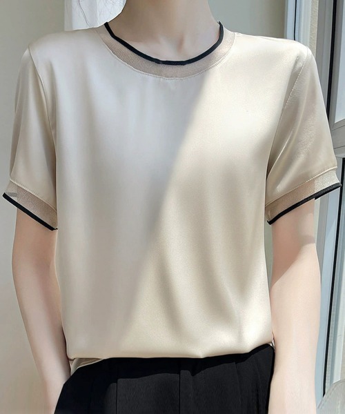 Miniministore（ミニミニストア）の「クルーネック サテン風シャツブラウス（シャツ/ブラウス・レディース・ホワイト/シャンパン/ブラック・L/XL/M/2XL）」の3枚目の写真