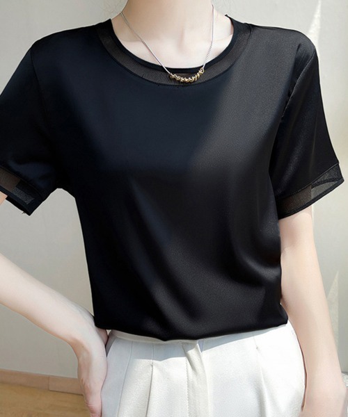 Miniministore（ミニミニストア）の「クルーネック サテン風シャツブラウス（シャツ/ブラウス・レディース・ホワイト/シャンパン/ブラック・L/XL/M/2XL）」の20枚目の写真
