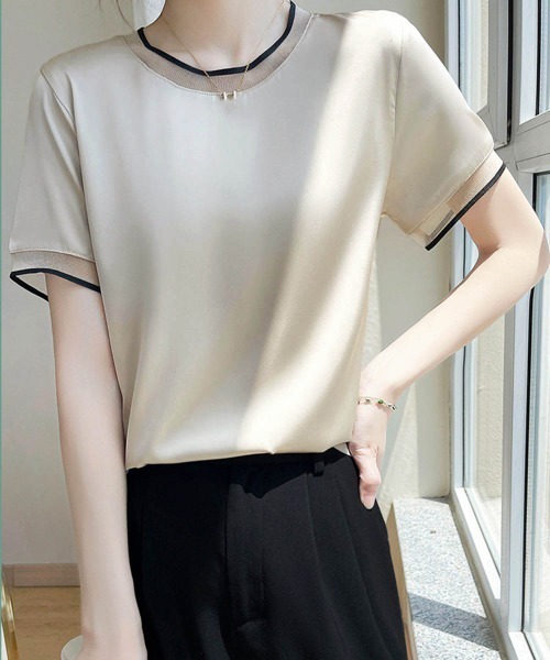 Miniministore（ミニミニストア）の「クルーネック サテン風シャツブラウス（シャツ/ブラウス・レディース・ホワイト/シャンパン/ブラック・L/XL/M/2XL）」の13枚目の写真