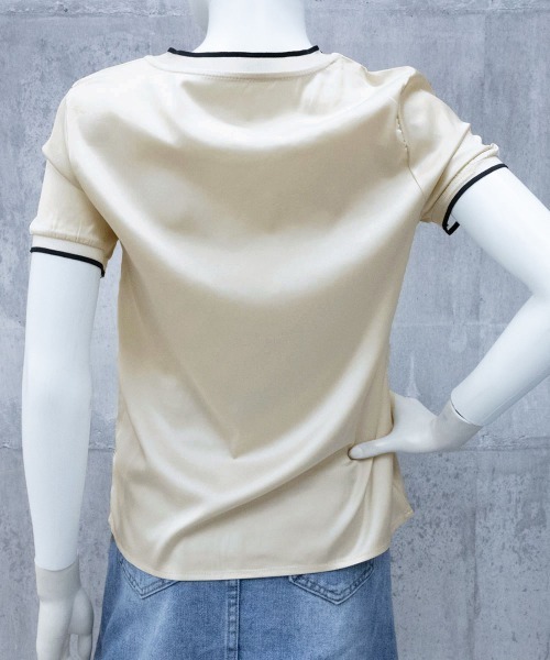 Miniministore（ミニミニストア）の「クルーネック サテン風シャツブラウス（シャツ/ブラウス・レディース・ホワイト/シャンパン/ブラック・L/XL/M/2XL）」の7枚目の写真