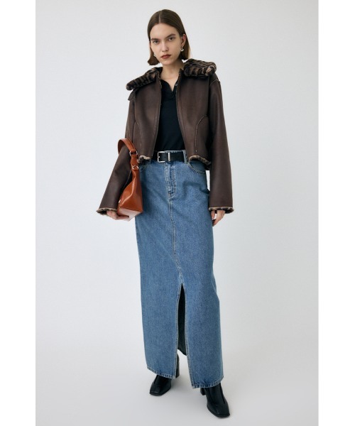 MOUSSY（マウジー）の「SLIT DENIM スカート（スカート・レディース・ダークブルー/ブルー・1/2）」の4枚目の写真