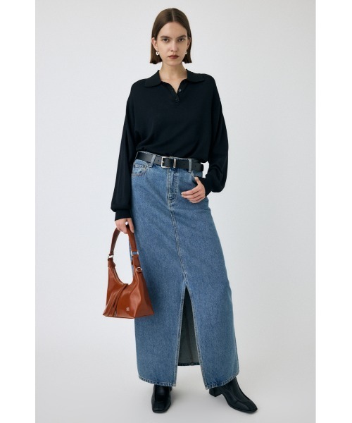 MOUSSY（マウジー）の「SLIT DENIM スカート（スカート・レディース・ダークブルー/ブルー・1/2）」の5枚目の写真