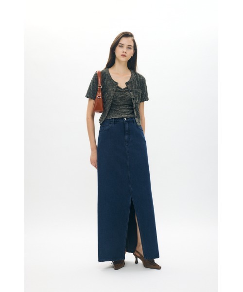 MOUSSY（マウジー）の「SLIT DENIM スカート（スカート・レディース・ダークブルー/ブルー・1/2）」の22枚目の写真