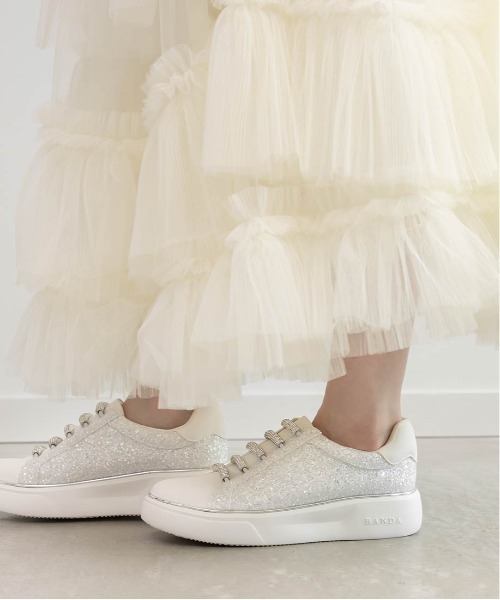 RANDA（ランダ）の「ビジューパーツグリッタースニーカー（スニーカー・レディース・ブラック/ホワイト/ピンク/シルバー・M/L/S/LL）」の7枚目の写真