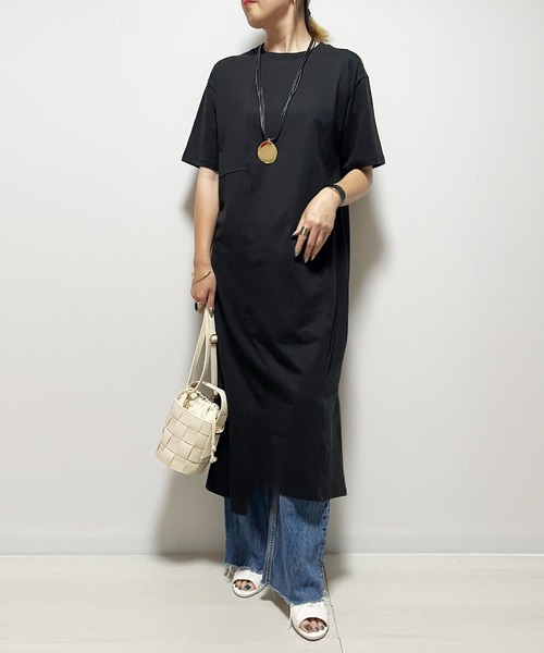 セール】天竺 切替えロングTワンピース（ワンピース）｜Fizz