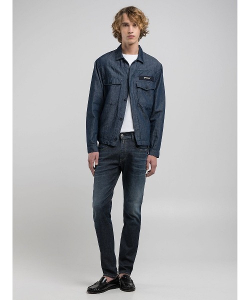 REPLAY(リプレイ)の「スリムフィットANBASS HYPERFLEX DUST ブルーストレッチデニム(デニムパンツ・メンズ・ダークブルー・W36xL32/W34xL32/W33xL32/W32xL32/W31xL32/W30xL32/W29xL32/W28xL32)」の1枚目の写真