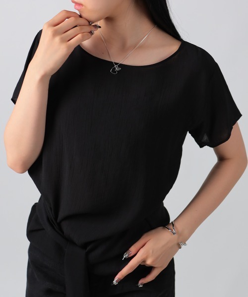 NANAHACHI(ナナハチ)の「ウエストリボン付きプルオーバーブラウス(シャツ/ブラウス・レディース・アイボリー/ブラック・FREE)」の11枚目の写真