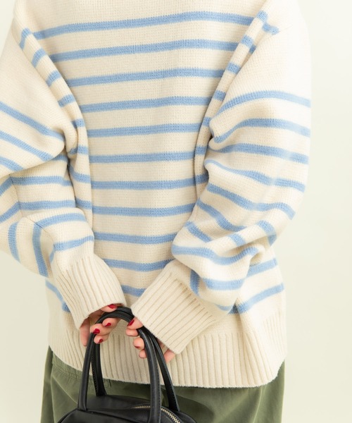 CHILD WOMAN（チャイルドウーマン）の「ウールハーフミラノ肩釦ボートネック プルオーバー（ニット/セーター・レディース・サックスブルー/ネイビー/レッド・FREE）」の21枚目の写真