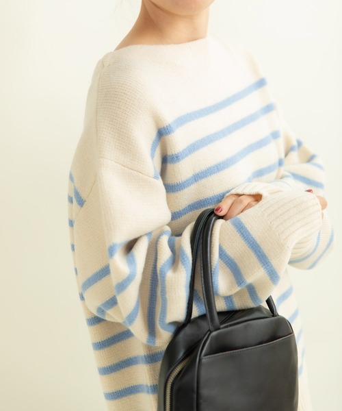 CHILD WOMAN（チャイルドウーマン）の「ウールハーフミラノ肩釦ボートネック プルオーバー（ニット/セーター・レディース・サックスブルー/ネイビー/レッド・FREE）」の18枚目の写真