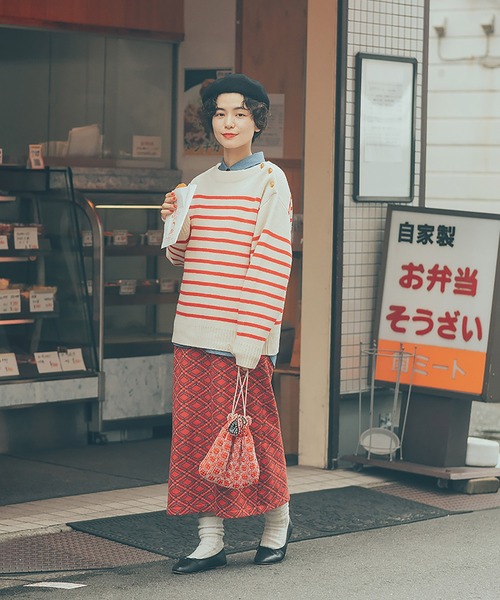 CHILD WOMAN（チャイルドウーマン）の「ウールハーフミラノ肩釦ボートネック プルオーバー（ニット/セーター・レディース・サックスブルー/ネイビー/レッド・FREE）」の7枚目の写真