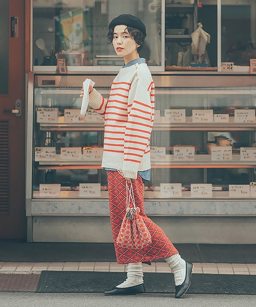 CHILD WOMAN（チャイルドウーマン）の「ウールハーフミラノ肩釦ボートネック プルオーバー（ニット/セーター・レディース・サックスブルー/ネイビー/レッド・FREE）」の8枚目の写真