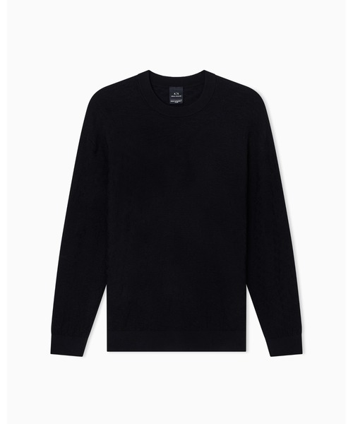 ARMANI EXCHANGE(アルマーニエクスチェンジ)の「【A|X アルマーニ エクスチェンジ】オールオーバージャカードロゴ ニットプルオーバー(ニット/セーター・メンズ・ブラック・SMALL/X-LARGE/X-SMALL/LARGE/MEDIUM)」の4枚目の写真