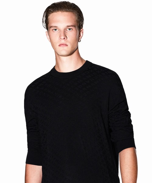ARMANI EXCHANGE(アルマーニエクスチェンジ)の「【A|X アルマーニ エクスチェンジ】オールオーバージャカードロゴ ニットプルオーバー(ニット/セーター・メンズ・ブラック・SMALL/X-LARGE/X-SMALL/LARGE/MEDIUM)」の7枚目の写真