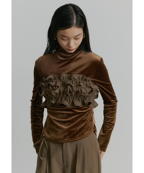 SEN TOKYO(セントーキョー)の「ベロアハイネック フレアカットソー(Tシャツ/カットソー・レディース・ブラック/ブラウン・LARGE/MEDIUM/SMALL)」の13枚目の写真