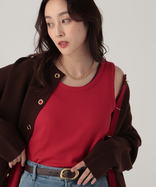 Elura（エルーラ）の「プレーンリブタンク/598154（タンクトップ・レディース・ホワイト/チャコールグレー/ブラック/ボルドー/ブラウン/ライトピンク/レッド・FREE）」の6枚目の写真