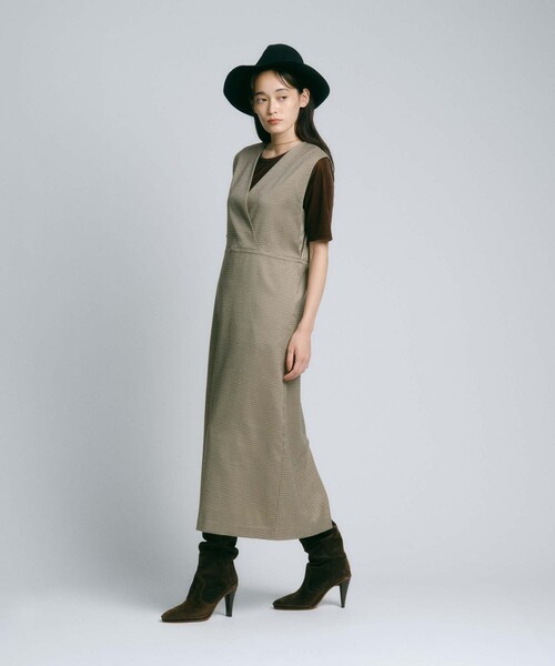 BIANCA(ビアンカ)の「【BAILA12月号掲載】【2WAY着回し】千鳥格子ナローワンピース(ワンピース・レディース・ベージュ・36/38)」の1枚目の写真
