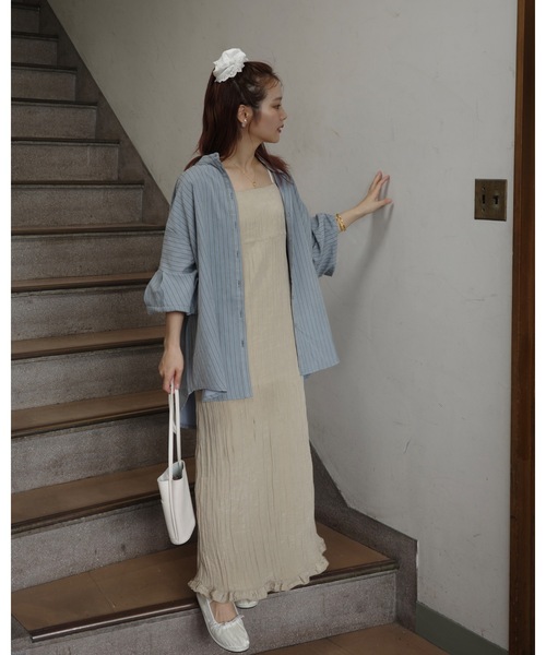 JUMELLE（ジュメロ）の「ワッシャーキャミOP（ワンピース・レディース・グレイッシュベージュ/ベージュ・MEDIUM）」の9枚目の写真