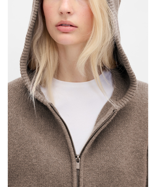 美品✨小森縫製　日々　カシミヤ混　ニットパーカー 洗える】ピュアカシミヤ ジップアップ ニット パーカー