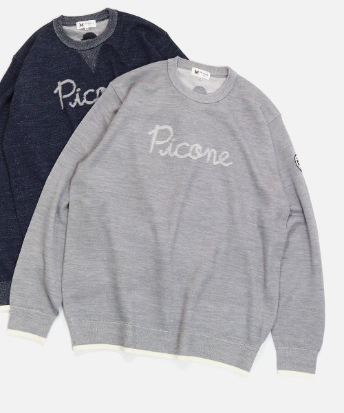 Picone CLUB(ピッコーネクラブ)の「【メンズ】ウール混スウェット風ニット(ニット/セーター・メンズ・ネイビー/グレー・L/LL)」の2枚目の写真