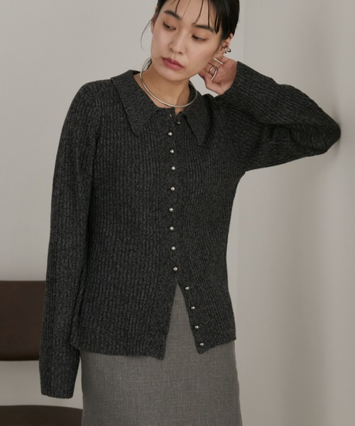 Aunt Marie's(アントマリーズ)の「メタルボタンミックスリブポロニット(ニット/セーター・レディース・ブラウン/レッド/ブラック/ライトブルー・FREE)」の10枚目の写真