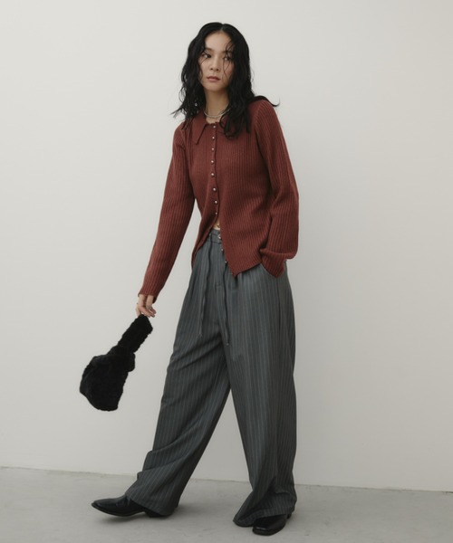 Aunt Marie's(アントマリーズ)の「メタルボタンミックスリブポロニット(ニット/セーター・レディース・ブラウン/レッド/ブラック/ライトブルー・FREE)」の8枚目の写真