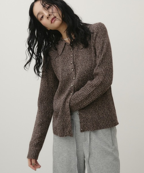 Aunt Marie's(アントマリーズ)の「メタルボタンミックスリブポロニット(ニット/セーター・レディース・ブラウン/レッド/ブラック/ライトブルー・FREE)」の14枚目の写真