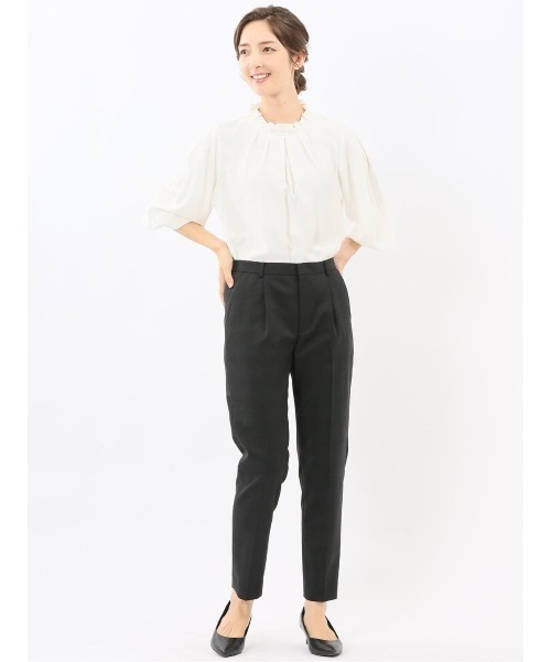m.f.editorial（エムエフエディトリアル）の「【ストレッチ ウォッシャブル】m.f.エディトリアル レディース タック衿 長袖 プルオーバー ブラウス（シャツ/ブラウス・レディース・ネイビー/ホワイト/ピンク系その他・MEDIUM/LARGE）」の6枚目の写真