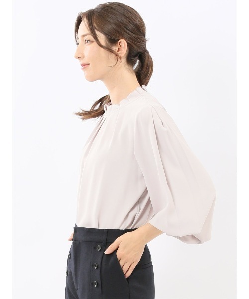 m.f.editorial（エムエフエディトリアル）の「【ストレッチ ウォッシャブル】m.f.エディトリアル レディース タック衿 長袖 プルオーバー ブラウス（シャツ/ブラウス・レディース・ネイビー/ホワイト/ピンク系その他・MEDIUM/LARGE）」の14枚目の写真