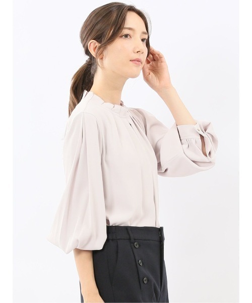 m.f.editorial（エムエフエディトリアル）の「【ストレッチ ウォッシャブル】m.f.エディトリアル レディース タック衿 長袖 プルオーバー ブラウス（シャツ/ブラウス・レディース・ネイビー/ホワイト/ピンク系その他・MEDIUM/LARGE）」の16枚目の写真
