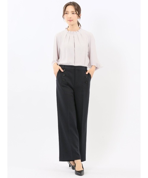 m.f.editorial（エムエフエディトリアル）の「【ストレッチ ウォッシャブル】m.f.エディトリアル レディース タック衿 長袖 プルオーバー ブラウス（シャツ/ブラウス・レディース・ネイビー/ホワイト/ピンク系その他・MEDIUM/LARGE）」の17枚目の写真