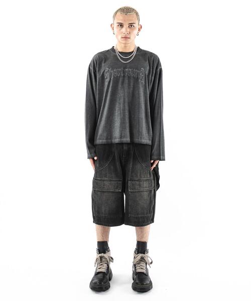 SHORT ROUND（ショートラウンド）の「SHORT ROUND/【25年秋冬新作】コールドダイダメージアップリケロンT（Tシャツ/カットソー・メンズ・スミクロ/グレー・LARGE/MEDIUM）」の6枚目の写真