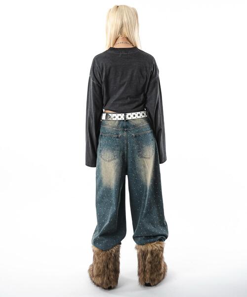 SHORT ROUND（ショートラウンド）の「SHORT ROUND/【25年秋冬新作】コールドダイダメージアップリケロンT（Tシャツ/カットソー・メンズ・スミクロ/グレー・LARGE/MEDIUM）」の12枚目の写真