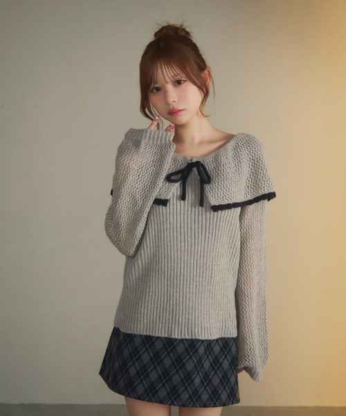 【新品✨タグ付き】TOCCA トッカ　アンサンブルニット　ツインニット　リボン ビッグカラーリボンニット（ニット/セーター）｜TITTY&CO.（ティティー