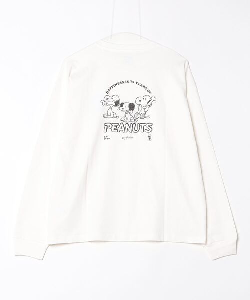 PEANUTS（ピーナッツ）の「ピーナッツ  コットンロングTシャツ スヌーピーワンポイント PEANUT75周年（Tシャツ/カットソー・レディース・チャコールグレー/ブラック/ホワイト・S/M/L/XL）」の4枚目の写真